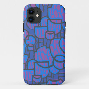 Funda Para iPhone 11 Resumen estilizado de azul y magenta, líneas direc