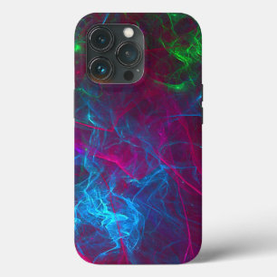Funda Para iPhone 13 Pro Resumen Flamas fractales rosadas azul morado verde