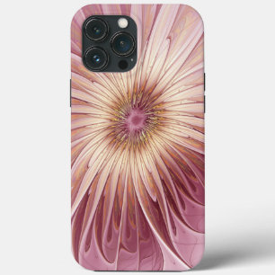 Funda Para iPhone 13 Pro Max Resumen Flor Arte Fractal y tonos de Borgoña