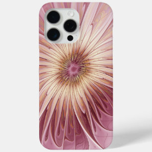 Funda Para iPhone 15 Pro Max Resumen Flor Arte Fractal y tonos de Borgoña