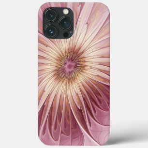 Funda Para iPhone 13 Pro Max Resumen Flor Arte Fractal y tonos de Borgoña
