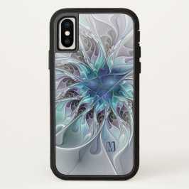 title_seo2 Resumen Flor Fractal Moderna Con Monograma Azul