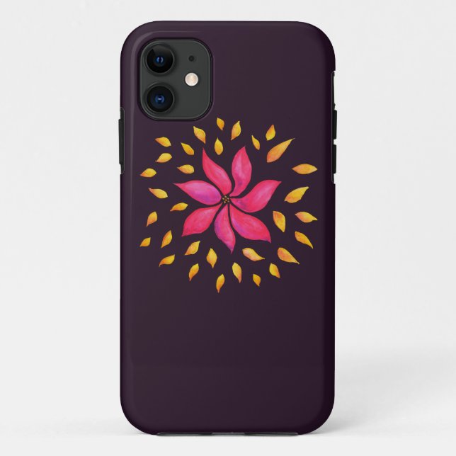 Funda De Case-Mate Para iPhone Resumen Flor rosa acuarela sinusal (Reverso)