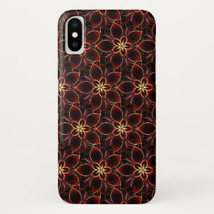 Funda Para iPhone X Resumen Floral De Patrón Sin Marea De Oro Y Rojo
