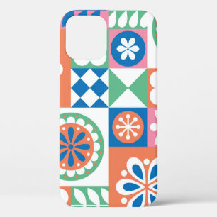 Funda Para iPhone 12 Resumen Floral, Diseño Folclórico Escandinavo.