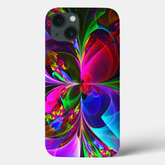 Funda Para iPhone 13 Resumen floral moderno Patrón azul rojo del arte #