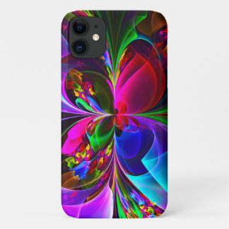Funda Para iPhone 11 Resumen floral moderno Patrón azul rojo del arte #