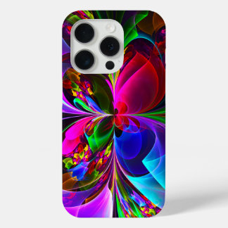 Funda Para iPhone 15 Pro Resumen floral moderno Patrón azul rojo del arte #
