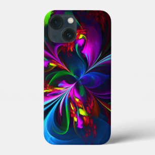 Funda Para iPhone 13 Mini Resumen floral moderno Patrón azul rojo del arte #
