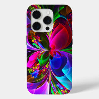 Funda Para iPhone 15 Pro Resumen floral moderno Patrón azul rojo del arte #