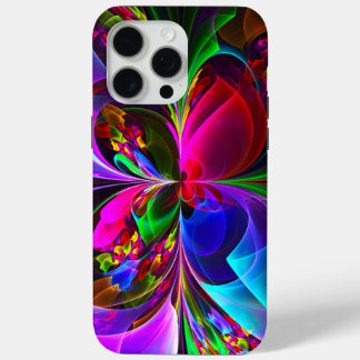 Funda Para iPhone 15 Pro Max Resumen floral moderno Patrón azul rojo del arte #
