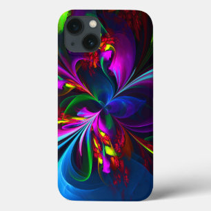 Funda Para iPhone 13 Resumen floral moderno Patrón azul rojo del arte #