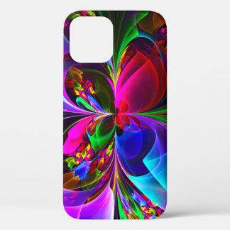 Funda Para iPhone 12 Resumen floral moderno Patrón azul rojo del arte #