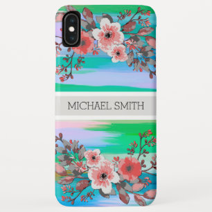 Funda Para iPhone XS Max Resumen floral rojo monograma moderno colorido