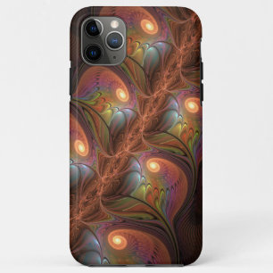 Funda Para iPhone 11 Pro Max Resumen fluorescente colorido Trippy Brown Fractal