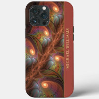 Resumen fluorescente colorido Trippy Brown Fractal
