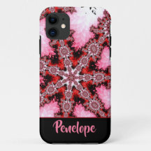 Resumen fractal rojo y rosa con nombre