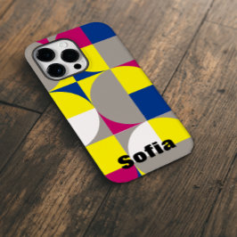 Funda Para iPhone 14 Pro Max De Case-Mate Resumen fuchsia geométrica limón azul
