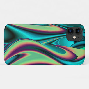 Funda Para iPhone 11 Resumen futurista arte arte arcoiris metálico en 3