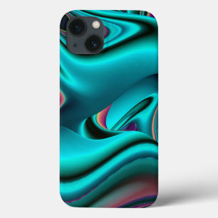 Funda Para iPhone 13 Resumen futurista arte arte arcoiris metálico en 3