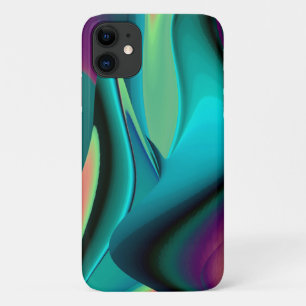 Funda Para iPhone 11 Resumen futurista arte arte arcoiris metálico en 3