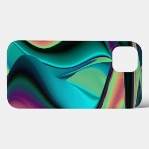 Funda Para iPhone 13 Resumen futurista arte arte arcoiris metálico en 3