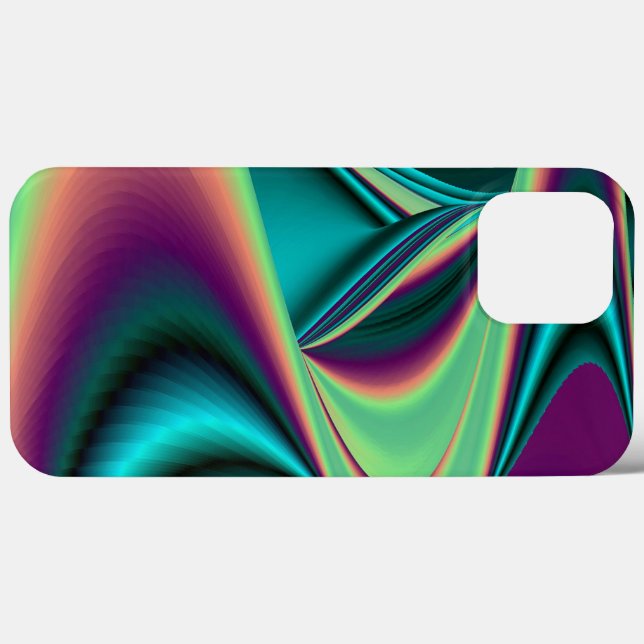 Funda De Case-Mate Para iPhone Resumen futurista arte arte arcoiris metálico en 3 (Reverso  (Horizontal))