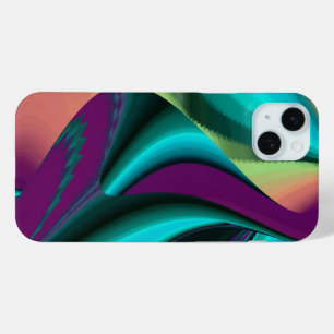 Funda Para iPhone 15 Mini Resumen futurista arte arte arcoiris metálico en 3