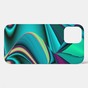Funda Para iPhone 12 Pro Resumen futurista arte arte arcoiris metálico en 3
