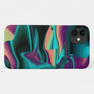 Funda Para iPhone 11 Resumen futurista arte arte arcoiris metálico en 3