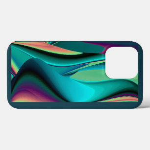 Funda Para iPhone 13 Pro Resumen futurista arte arte arcoiris metálico en 3