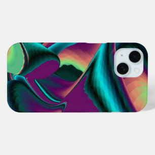 Funda Para iPhone 15 Resumen futurista arte arte arcoiris metálico en 3