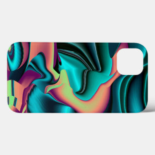 Funda Para iPhone 13 Resumen futurista arte arte arcoiris metálico en 3