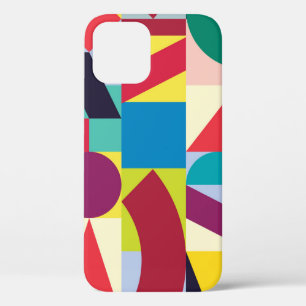 Funda Para iPhone 12 Resumen Geométrico: Patrón Vintage sin foco.