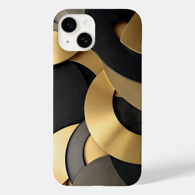Funda De Case-Mate Para iPhone Resumen geométrico sobrelapado de oro y negro (Reverso )