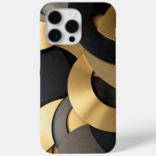 Funda Para iPhone 15 Pro Max Resumen geométrico sobrelapado de oro y negro