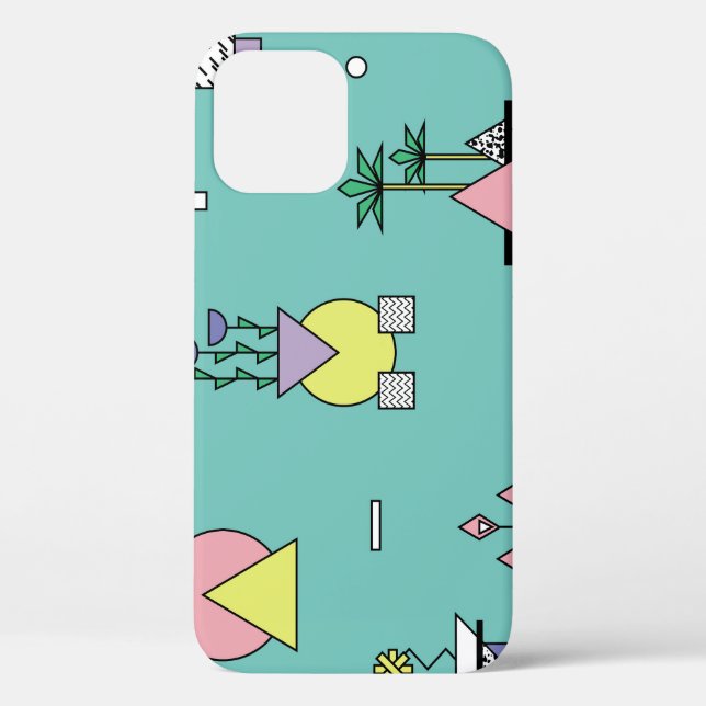 Funda De Case-Mate Para iPhone Resumen geométrico, vases plantas memphis estilo. (Reverso )