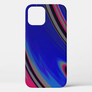 Funda Para iPhone 12 Resumen Gris Azul Magenta Fractal Swirl