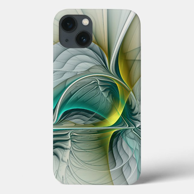 Funda De Case-Mate Para iPhone Resumen hipnótico Fractal Verde azulado Turquesa d (Reverso)