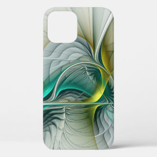 Funda Para iPhone 12 Resumen hipnótico Fractal Verde azulado Turquesa d