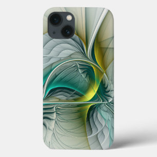 Funda Para iPhone 13 Resumen hipnótico Fractal Verde azulado Turquesa d