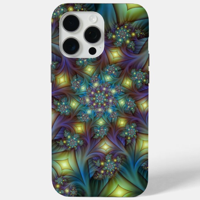 Funda De Case-Mate Para iPhone Resumen ilustrado brillante arte fractal púrpura V (Reverso )