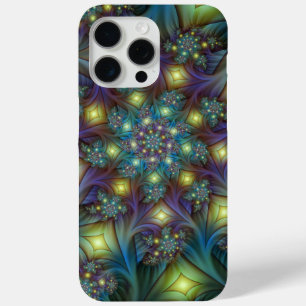 Funda Para iPhone 15 Pro Max Resumen ilustrado brillante arte fractal púrpura V