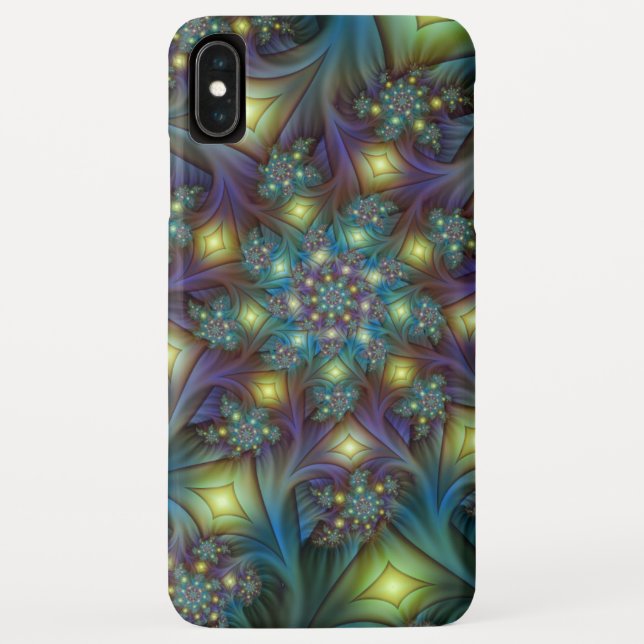 Funda De Case-Mate Para iPhone Resumen ilustrado brillante arte fractal púrpura V (Reverso)