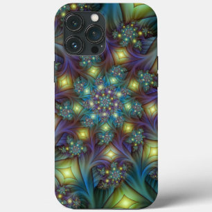 Funda Para iPhone 13 Pro Max Resumen ilustrado brillante arte fractal púrpura V