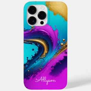 Funda Para iPhone 14 Pro Max De Case-Mate Resumen Líquido Dinámico, Nombre De Guión Blanco,