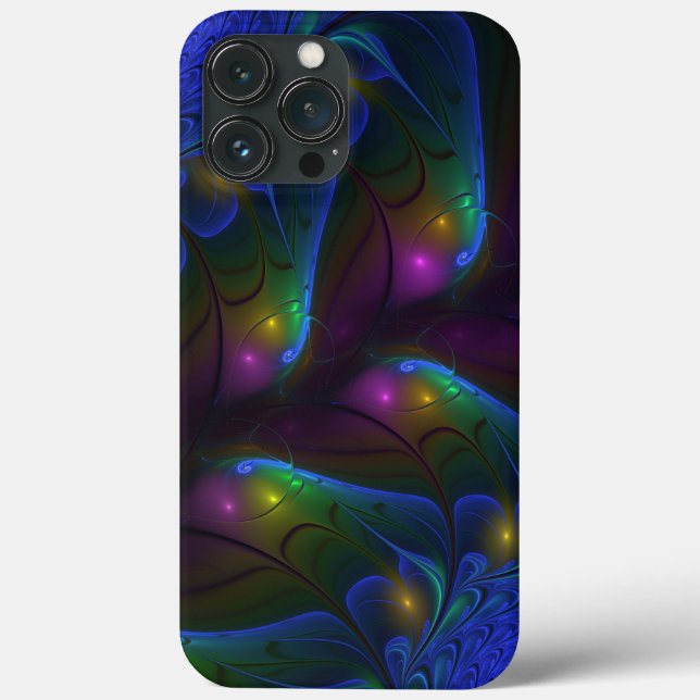 Funda De Case-Mate Para iPhone Resumen luminoso colorido de fractal trippy modern (Reverso )