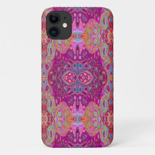Funda Para iPhone 11 Resumen Magenta Pink, Blue y Red Groovy Pattern