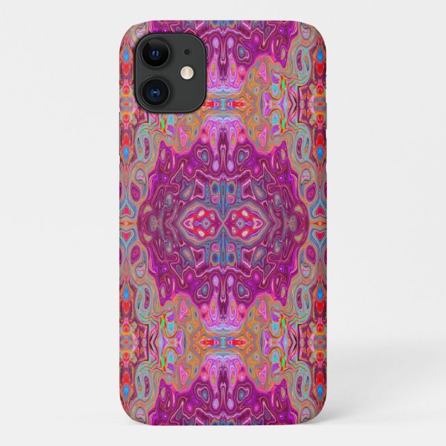 Funda De Case-Mate Para iPhone Resumen Magenta Pink, Blue y Red Groovy Pattern (Reverso)