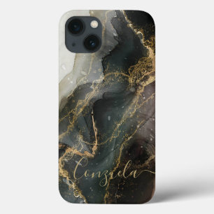 Funda Para iPhone 13 Resumen Mármol de oro negro